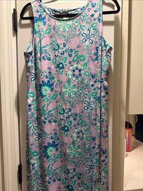 Talbots Sleeveless Floral Midi Dress in Lavender, Teal and Blue 1XP